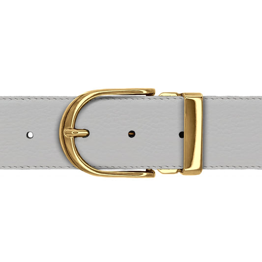 Ceinture 40 mm cuir souple blanc boucle Roma or