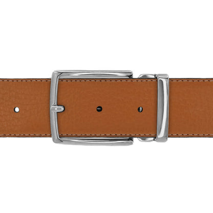 Ceinture 40 mm cuir souple cognac boucle Milano argent
