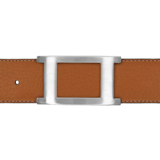 Ceinture 40 mm cuir souple cognac boucle Portofino mate