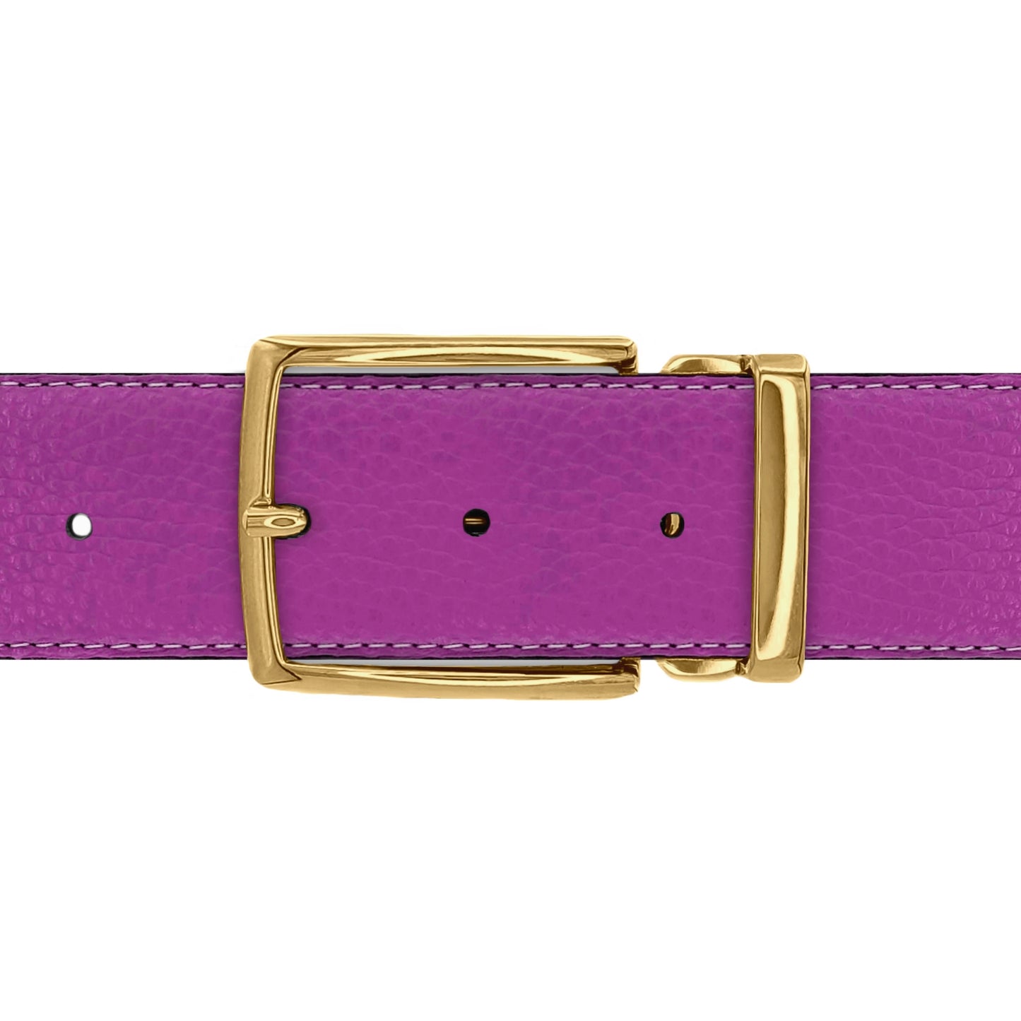 Ceinture 40 mm cuir souple framboise boucle Milano or