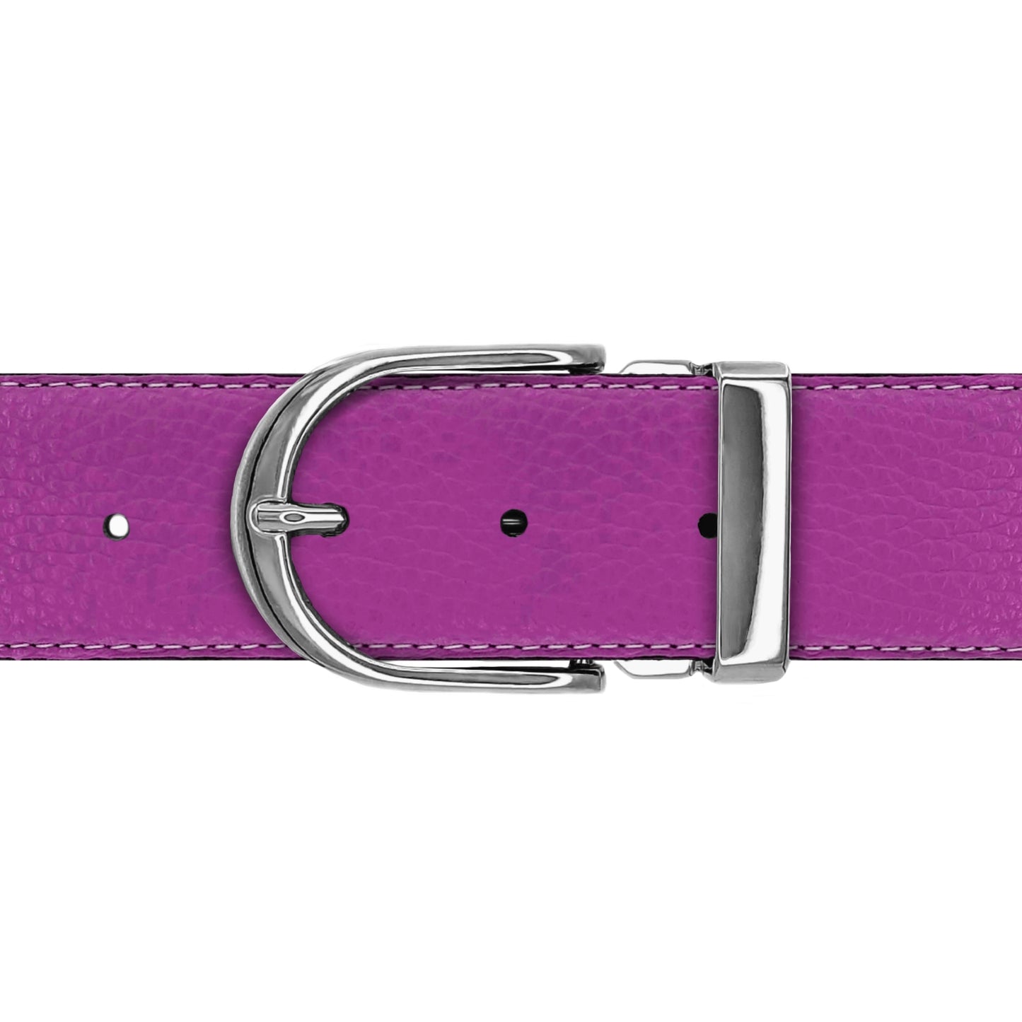 Ceinture 40 mm cuir souple framboise boucle Roma argent