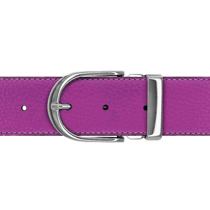 Ceinture 40 mm cuir souple framboise boucle Roma argent