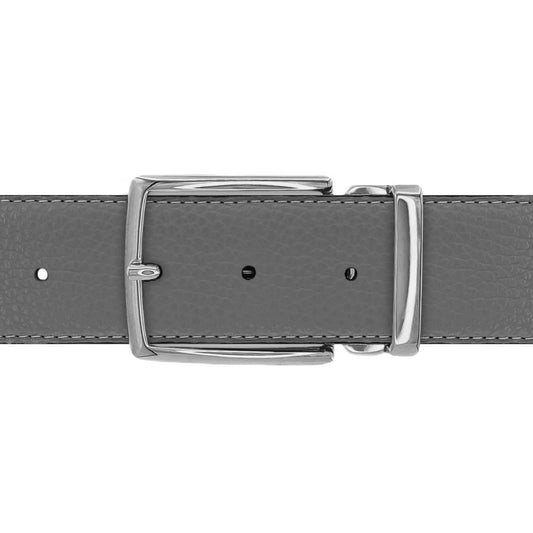 Ceinture 40 mm cuir souple gris boucle Milano argent