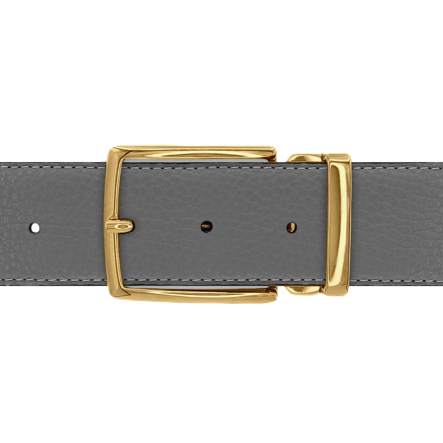 Ceinture 40 mm cuir souple gris boucle Milano or