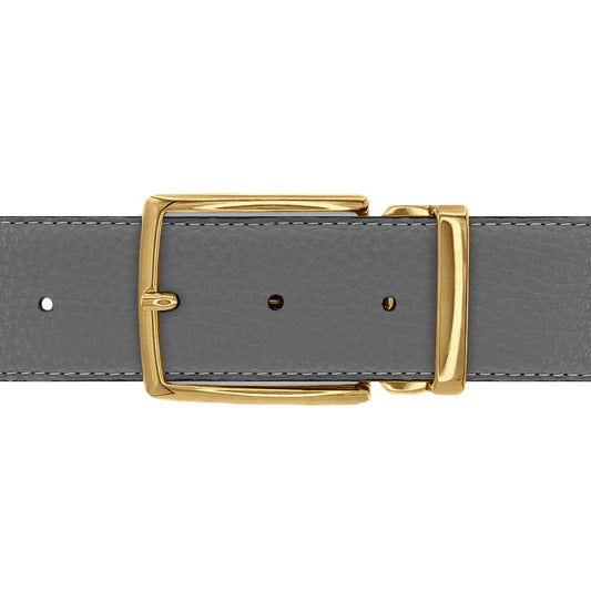Ceinture 40 mm cuir souple gris boucle Milano or