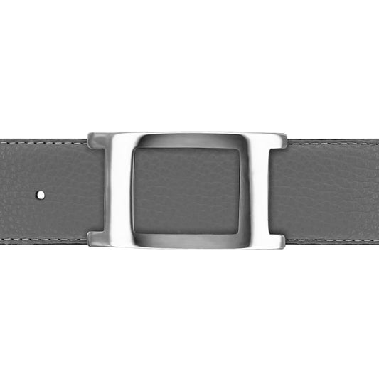 Ceinture 40 mm cuir souple gris boucle Portofino argent