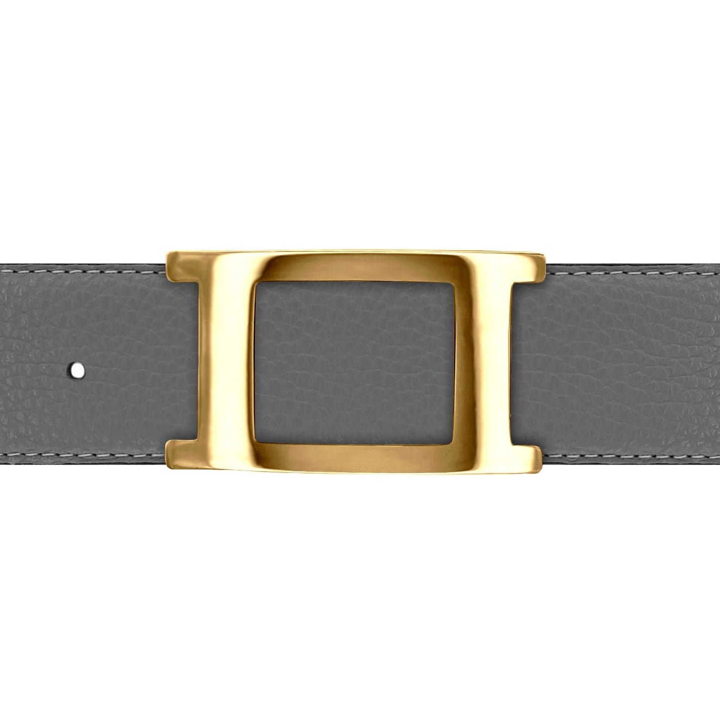 Ceinture 40 mm cuir souple gris boucle Portofino or