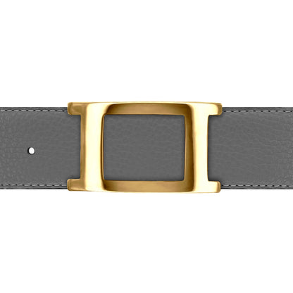 Ceinture 40 mm cuir souple gris boucle Portofino or