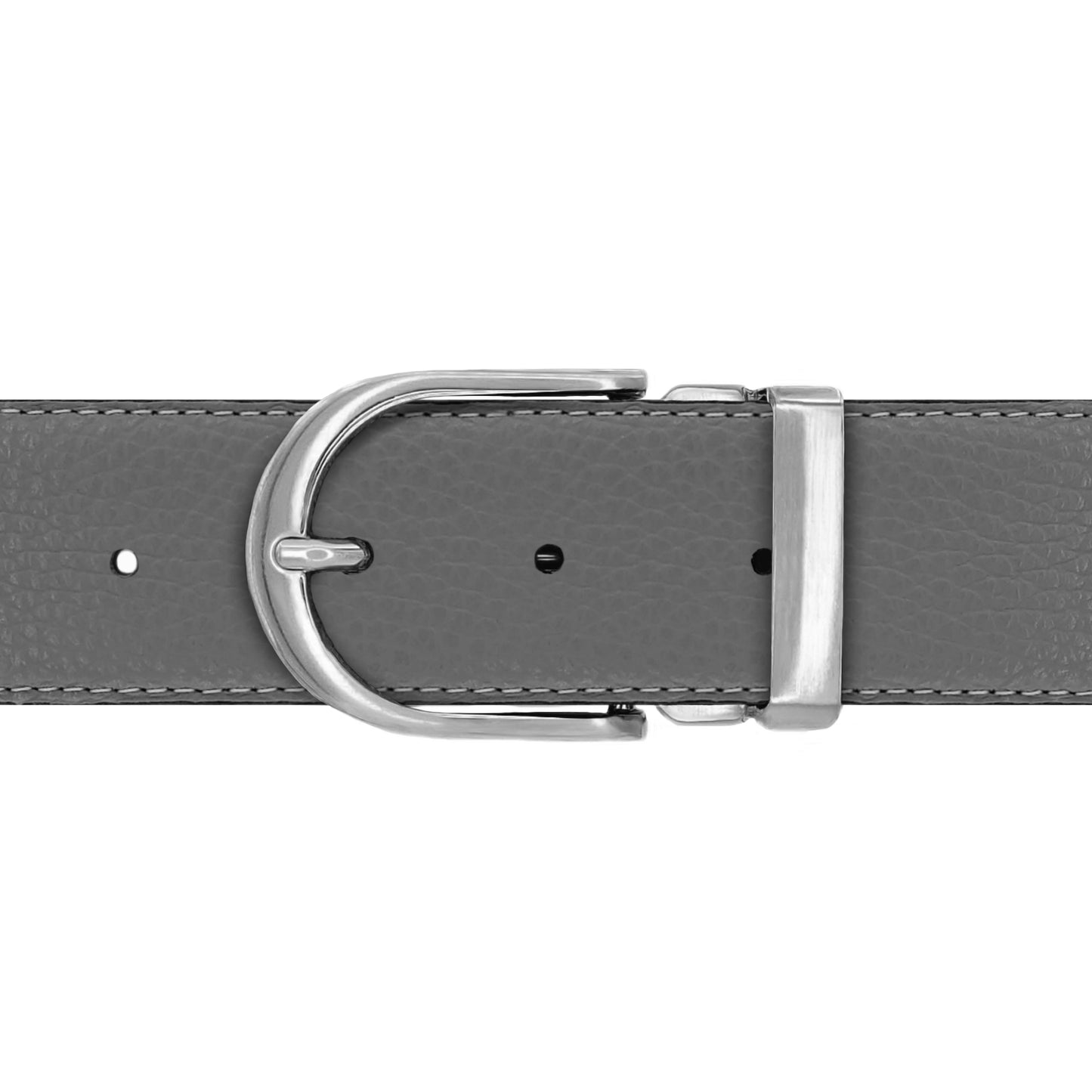 Ceinture 40 mm cuir souple gris boucle Roma mate