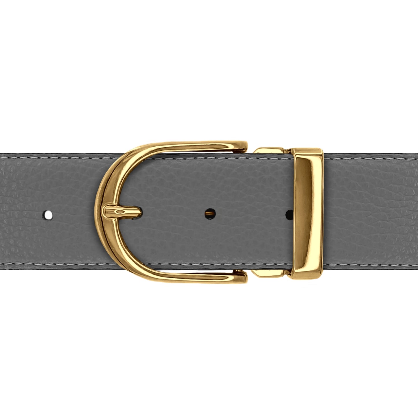 Ceinture 40 mm cuir souple gris boucle Roma or
