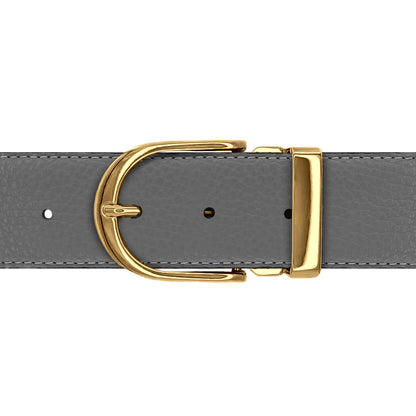 Ceinture 40 mm cuir souple gris boucle Roma or