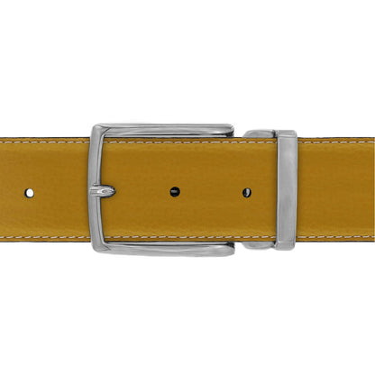 Ceinture 40 mm cuir souple jaune moutarde boucle Milano mate
