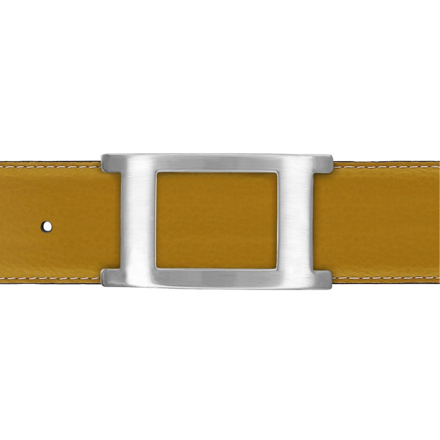 Ceinture 40 mm cuir souple jaune moutarde boucle Portofino mate