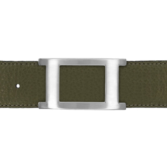 Ceinture 40 mm cuir souple kaki boucle Portofino mate