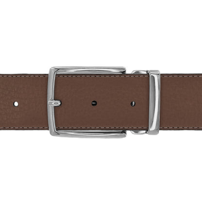 Ceinture 40 mm cuir souple marron boucle Milano argent