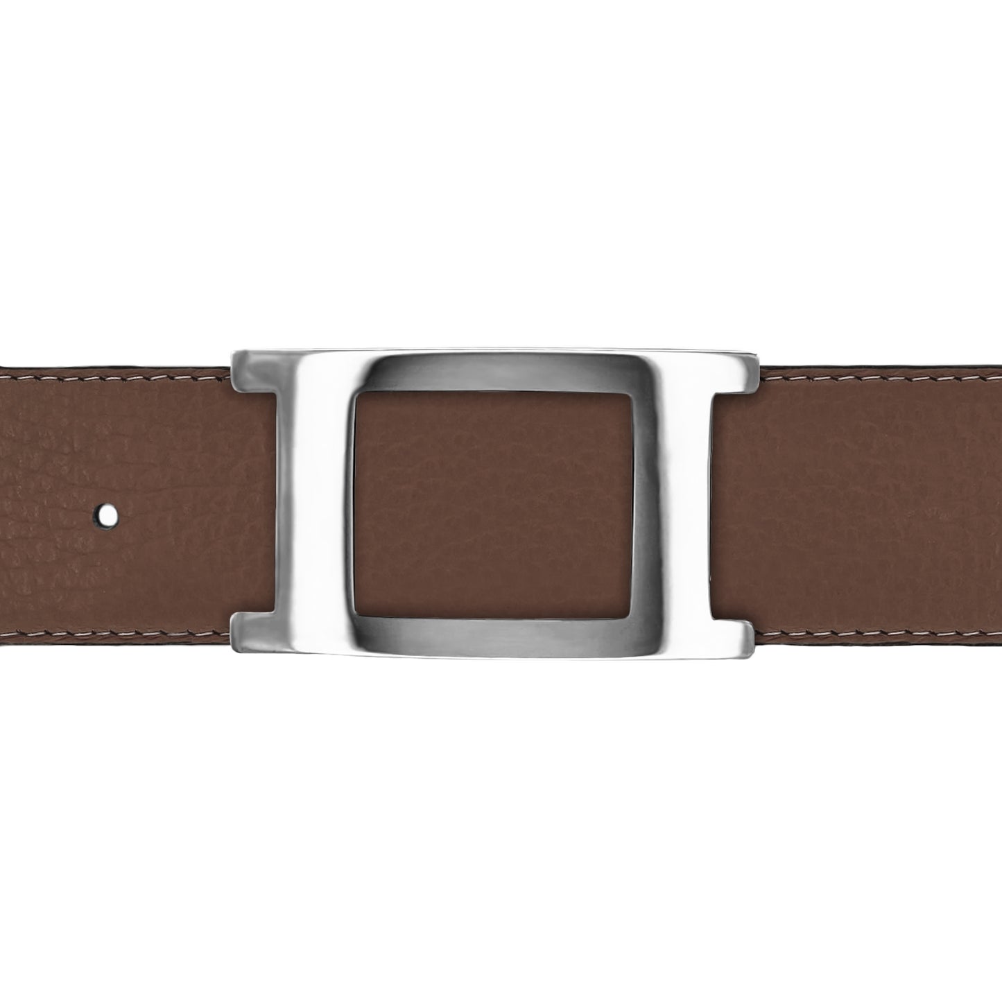 Ceinture 40 mm cuir souple marron boucle Portofino argent