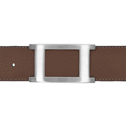 Ceinture 40 mm cuir souple marron boucle Portofino mate