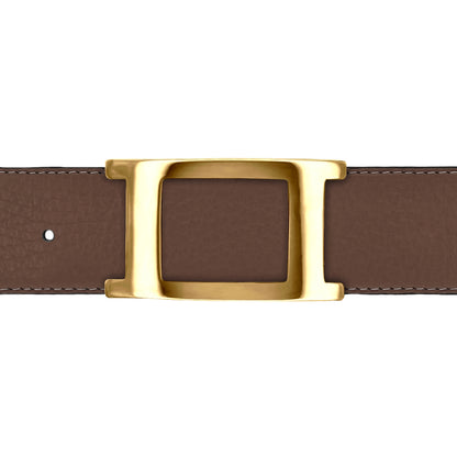 Ceinture 40 mm cuir souple marron boucle Portofino or
