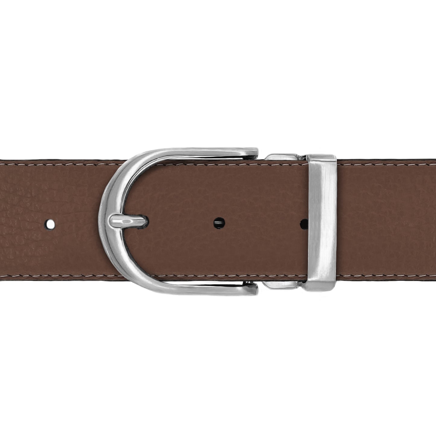 Ceinture 40 mm cuir souple marron boucle Roma mate