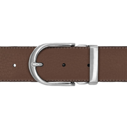 Ceinture 40 mm cuir souple marron boucle Roma mate