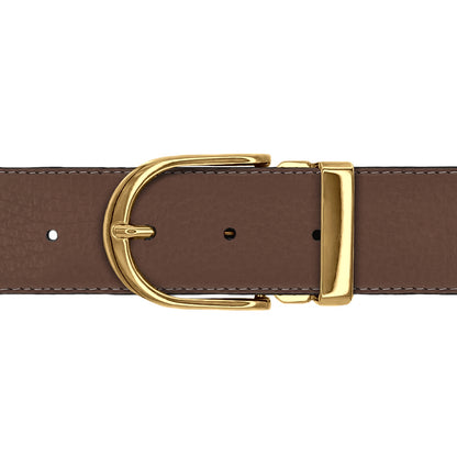 Ceinture 40 mm cuir souple marron boucle Roma or