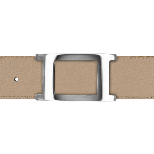 Ceinture 40 mm cuir souple nude boucle Portofino argent