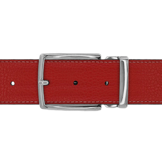 Ceinture 40 mm cuir souple rouge boucle Milano argent