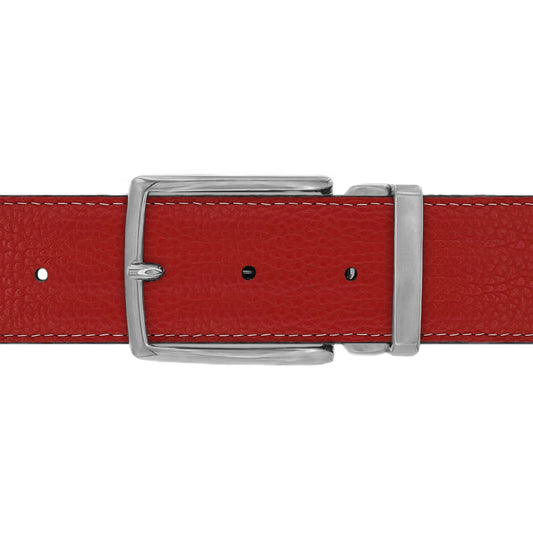 Ceinture 40 mm cuir souple rouge boucle Milano mate