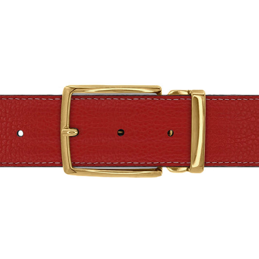 Ceinture 40 mm cuir souple rouge boucle Milano or