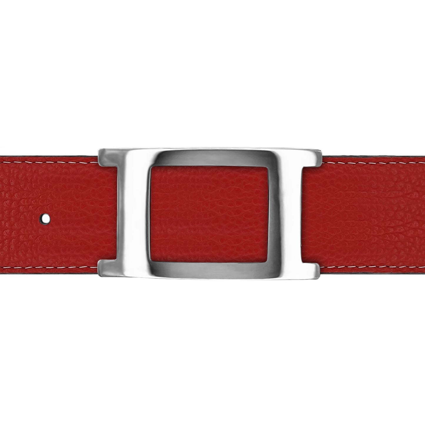 Ceinture 40 mm cuir souple rouge boucle Portofino argent
