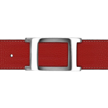 Ceinture 40 mm cuir souple rouge boucle Portofino argent