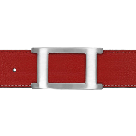 Ceinture 40 mm cuir souple rouge boucle Portofino mate