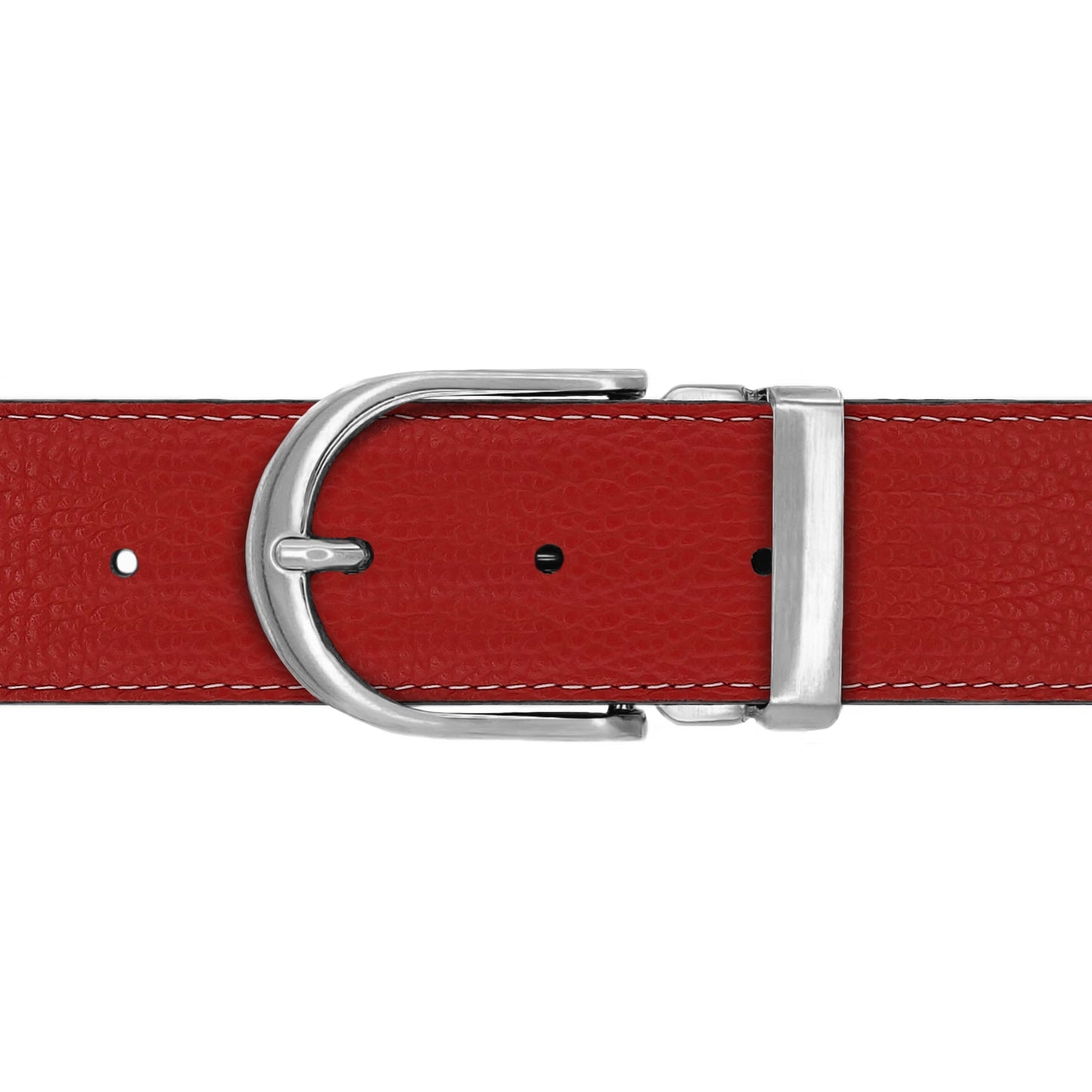 Ceinture 40 mm cuir souple rouge boucle Roma mate
