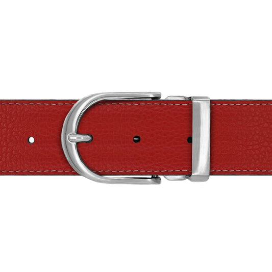 Ceinture 40 mm cuir souple rouge boucle Roma mate