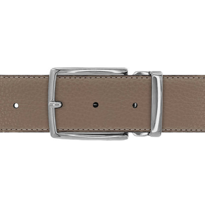Ceinture 40 mm cuir souple taupe boucle Milano argent