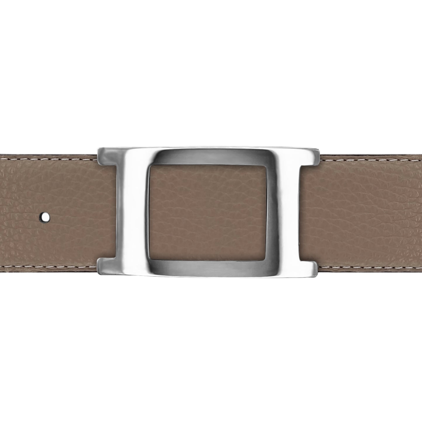 Ceinture 40 mm cuir souple taupe boucle Portofino argent