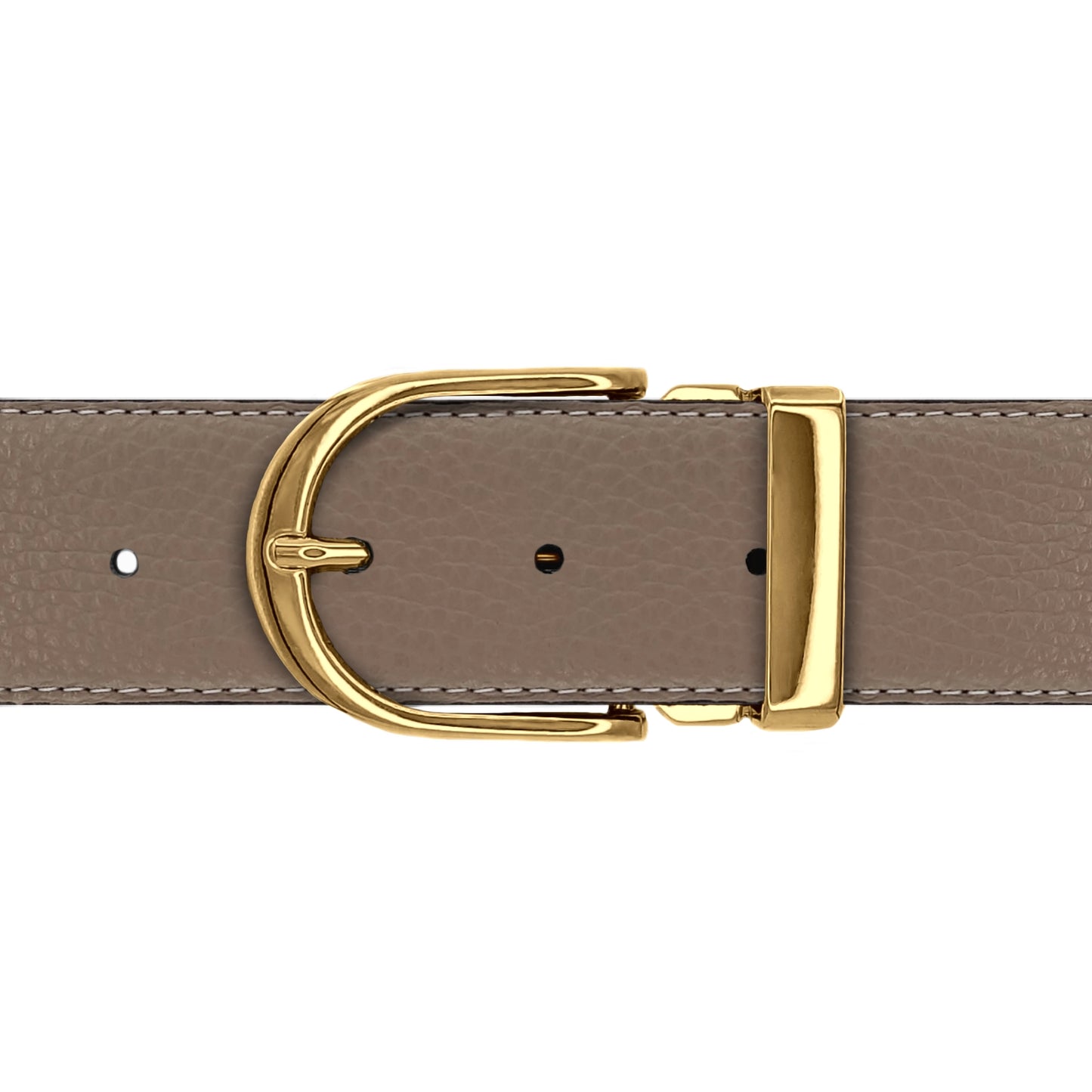 Ceinture 40 mm cuir souple taupe boucle Roma argent or