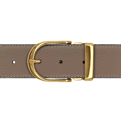 Ceinture 40 mm cuir souple taupe boucle Roma argent or