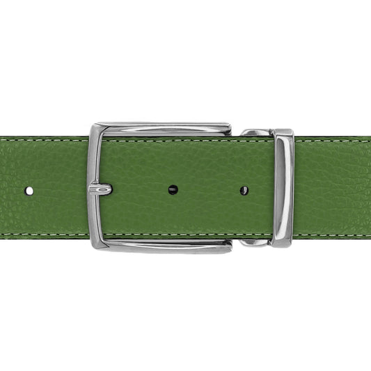 Ceinture 40 mm cuir souple vert olive boucle Milano argent