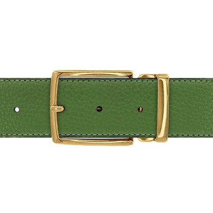 Ceinture 40 mm cuir souple vert olive boucle Milano or