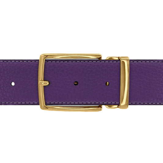 Ceinture 40 mm cuir souple violet boucle Milano or