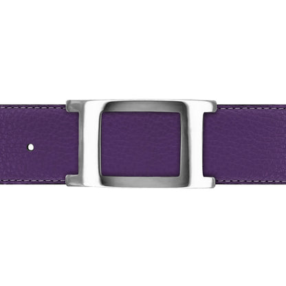 Ceinture 40 mm cuir souple violet boucle Portofino argent