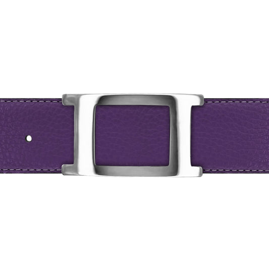 Ceinture 40 mm cuir souple violet boucle Portofino argent