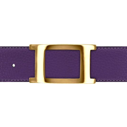 Ceinture 40 mm cuir souple violet boucle Portofino or