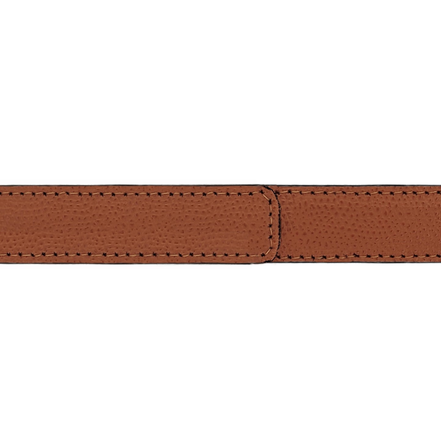 Ceinture 20 mm cuir grainé cognac boucle Paris or
