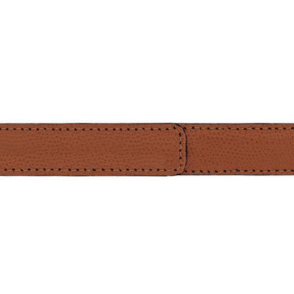 Ceinture 20 mm cuir grainé cognac boucle Paris or