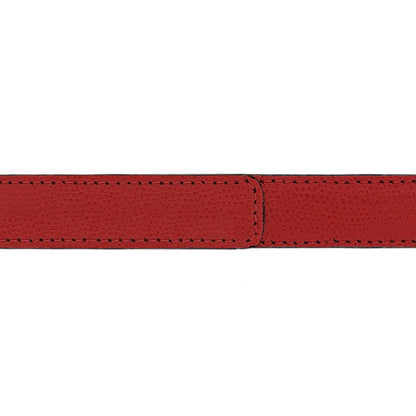 Ceinture 20 mm cuir grainé rouge boucle Paris argent