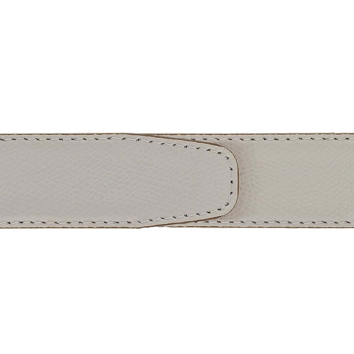 Ceinture 30 mm cuir grainé blanc cassé boucle Roma mate