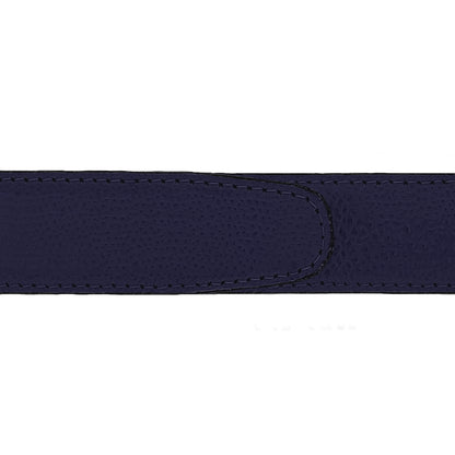 Ceinture 30 mm cuir grainé bleu marine boucle Côme argent