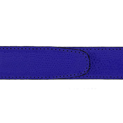Ceinture 30 mm cuir grainé bleu roi boucle Roma argent